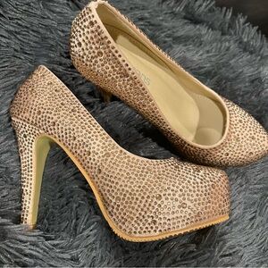 Velcans Champagne Studded Stiletto Pump High Heel